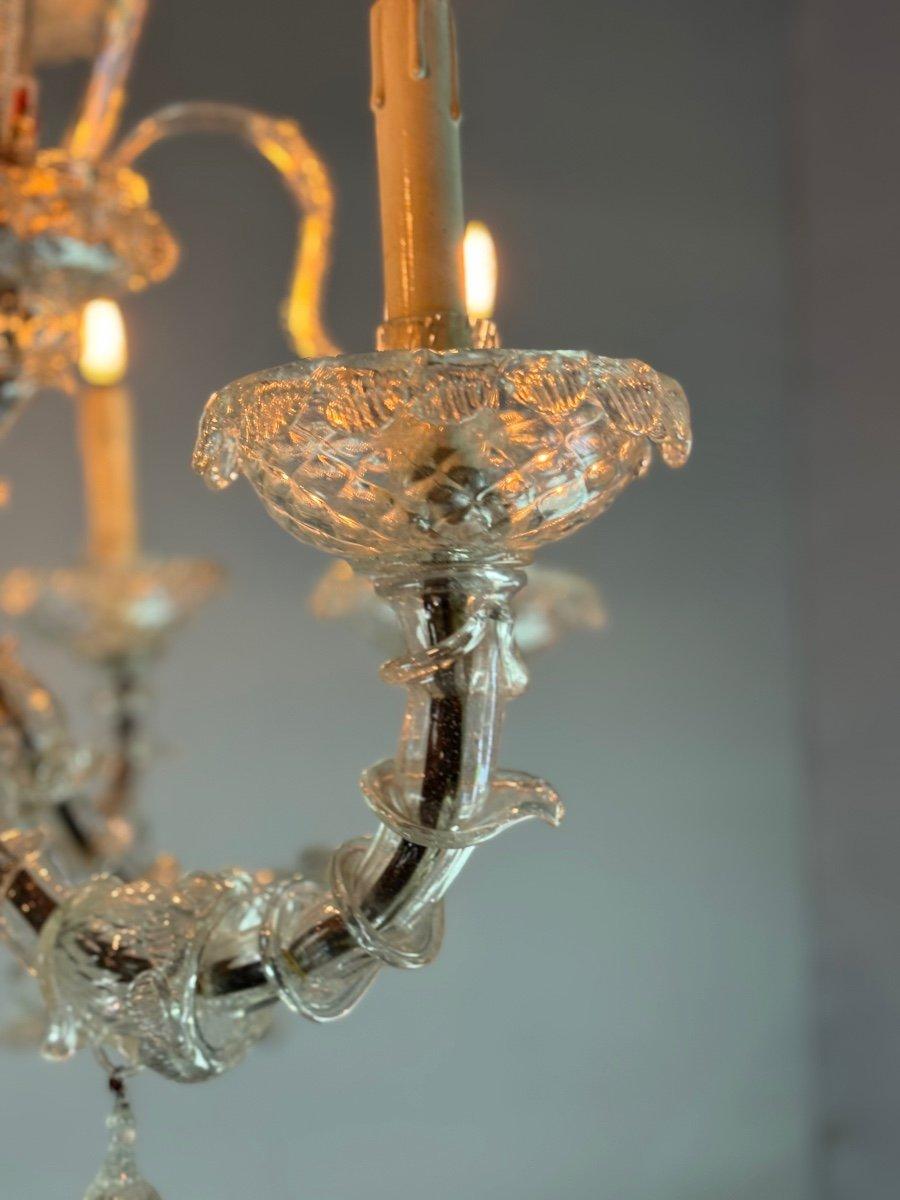 Venetian Rezzonico Chandelier In Colorless Murano Glass Circa 1920 In Excellent Condition In Honnelles, WHT