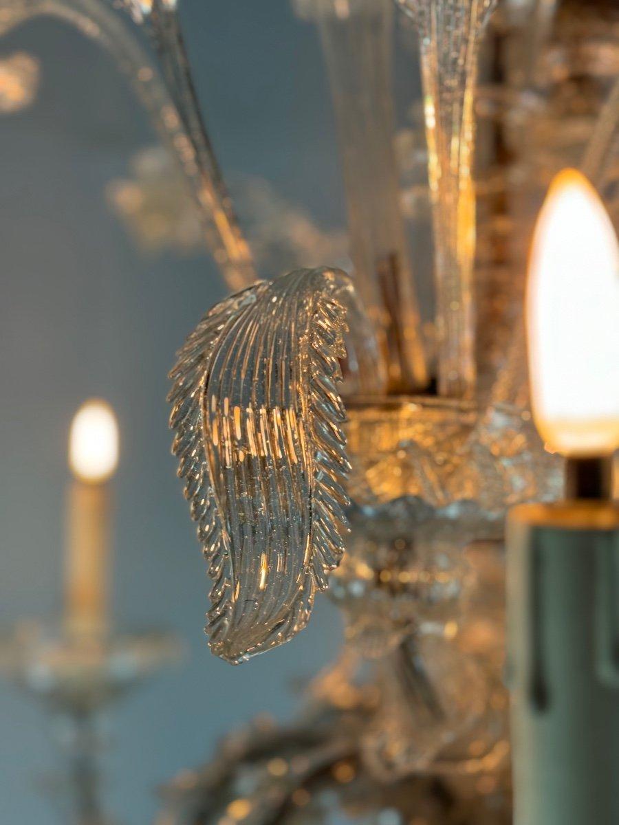 20th Century Venetian Rezzonico Chandelier In Colorless Murano Glass Circa 1920