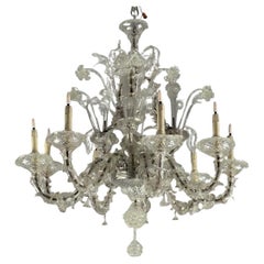 Venetian Rezzonico Chandelier In Colorless Murano Glass Circa 1920