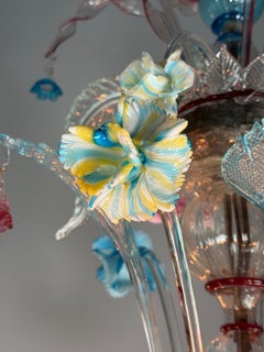 Venetian Rezzonico chandelier in multicolored Murano glass, around 1900
