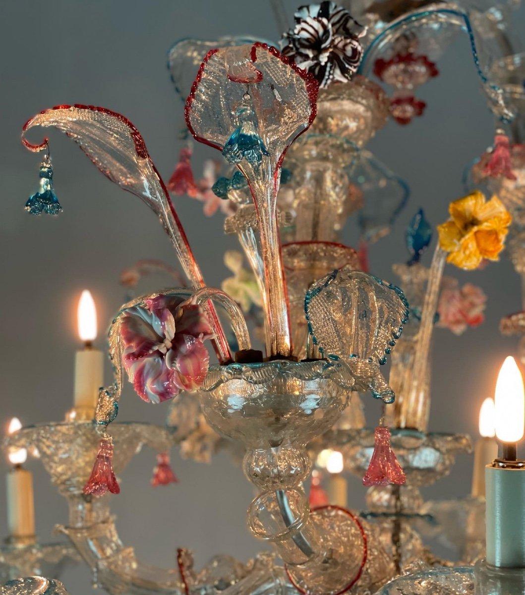 Venetian Rezzonico Chandelier In Multicolored Murano Glass Circa 1920 For Sale 5