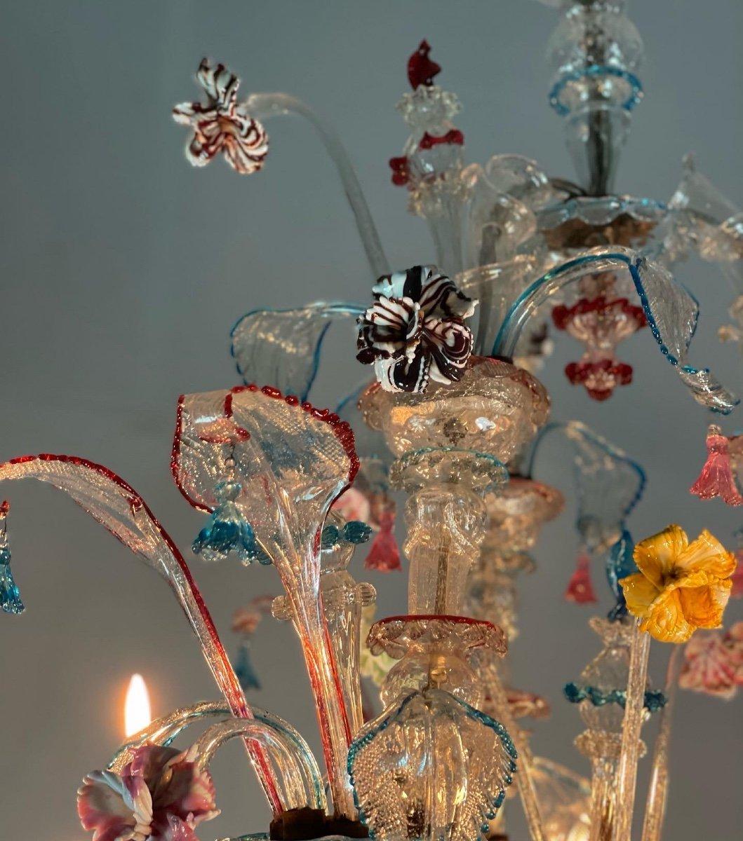 Venetian Rezzonico Chandelier In Multicolored Murano Glass Circa 1920 For Sale 2