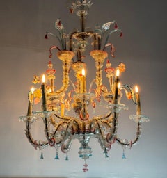 Venetian Rezzonico Chandelier In Multicolored Murano Glass