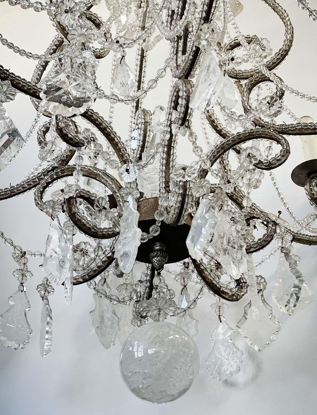 Lustre vénitien en cristal de roche perlé, Italie, C.I.C. en vente 3