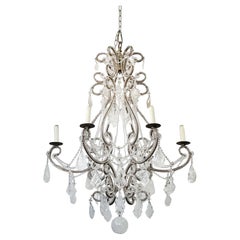 Retro Venetian Rock Crystal Beaded Chandelier, Italy, c. 1950's