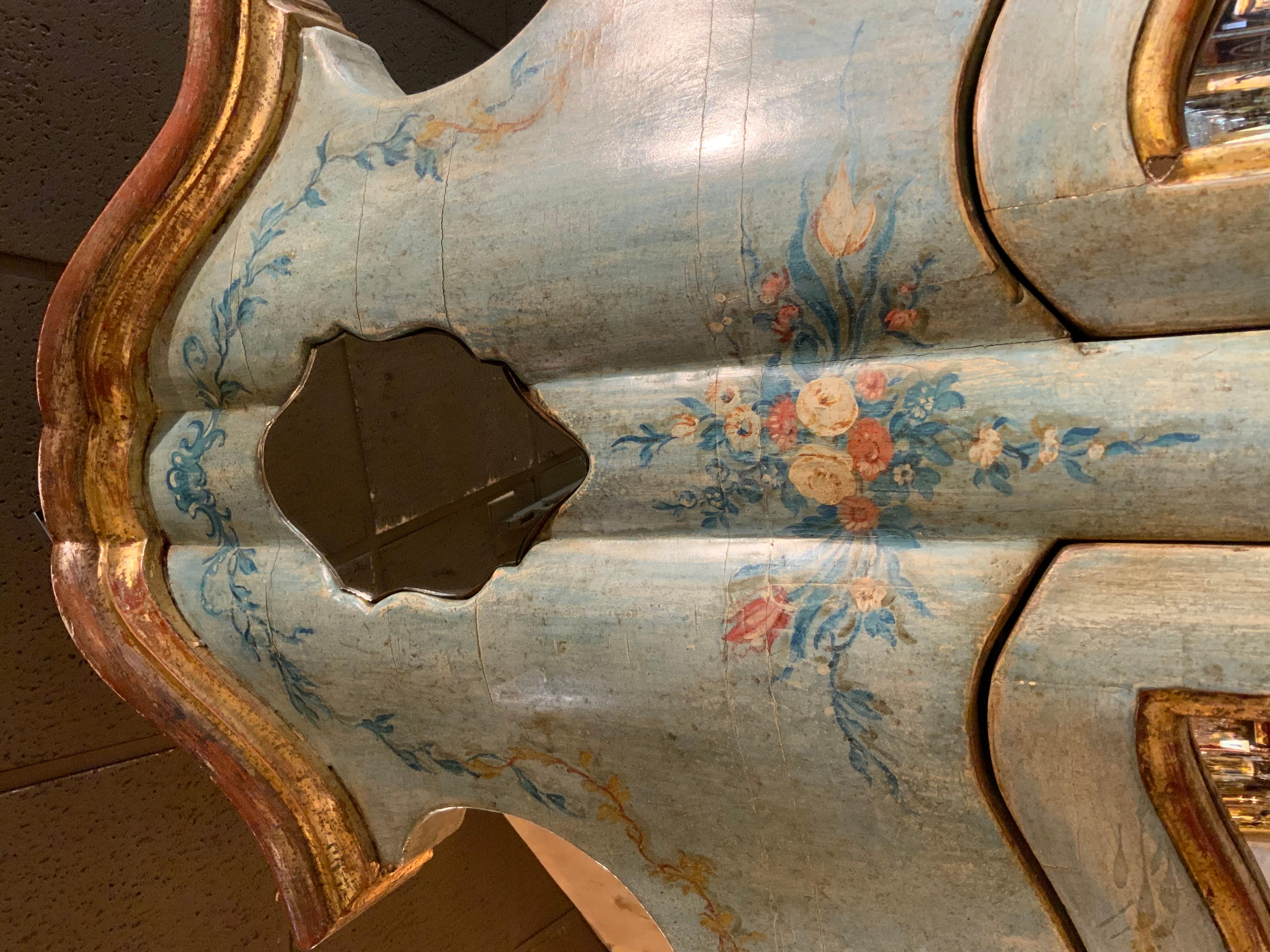 Venetian rococo 19 th century bureau/secretaire hand painted For Sale 2