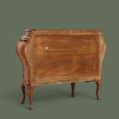 Venetian Rococo Bombe Commode, Olivewood Oyster Veneer, Italy, 1950s