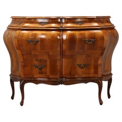 Venetian Rococo Bombe Commode, Olivewood Oyster Veneer, Italy, 1950s