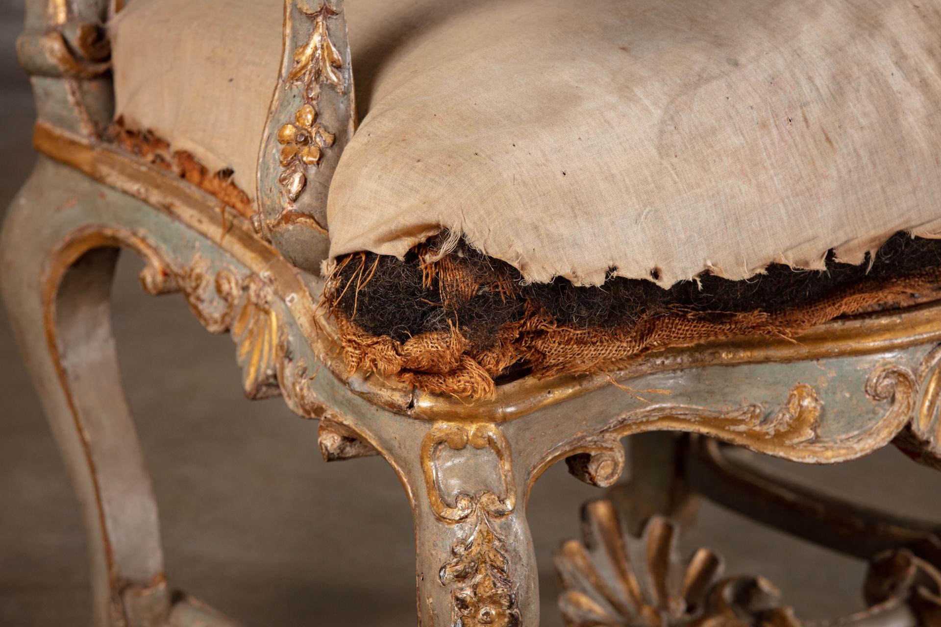 18th Century and Earlier Venetian Rococo Decorated Armchair For Sale