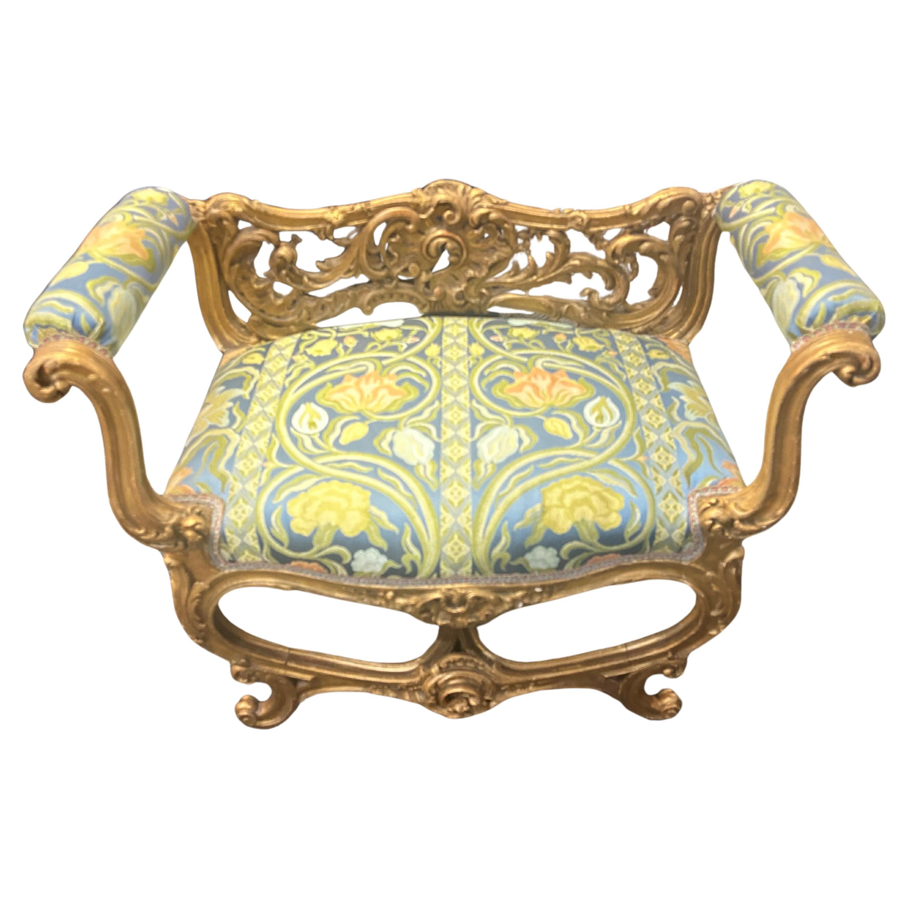 Venetian  rococo Giltwood window seat..19th century .