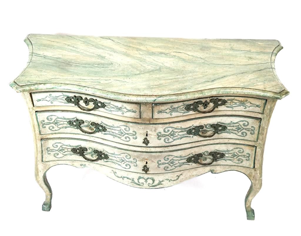 Italian Venetian Rococo Painted Commode For Sale