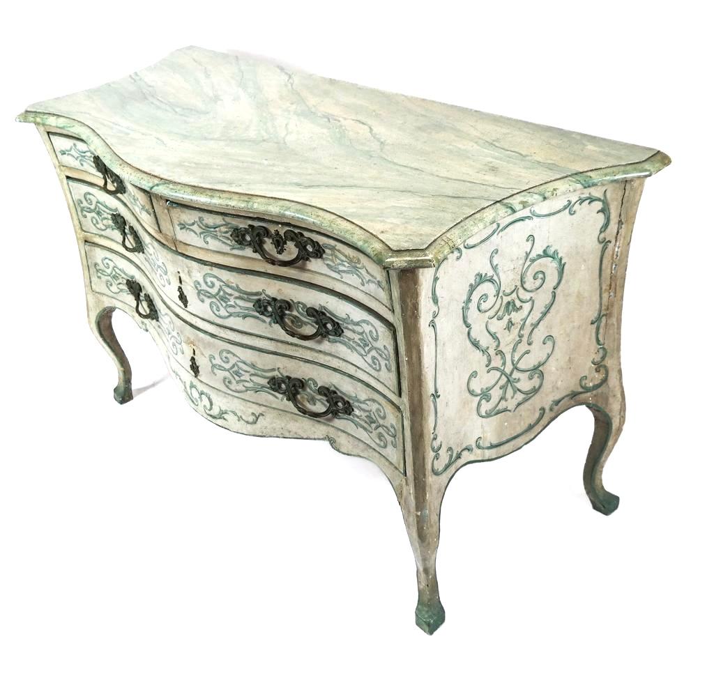 Venetian Rococo Painted Commode In Good Condition For Sale In Bradenton, FL