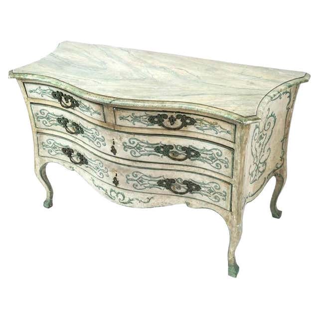 Hand-Painted Baroque Commode, Mid-18th Century For Sale at 1stDibs