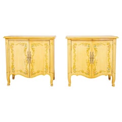 Venetian Rococo Revival 2 Door Cabinet Bedside, Pair