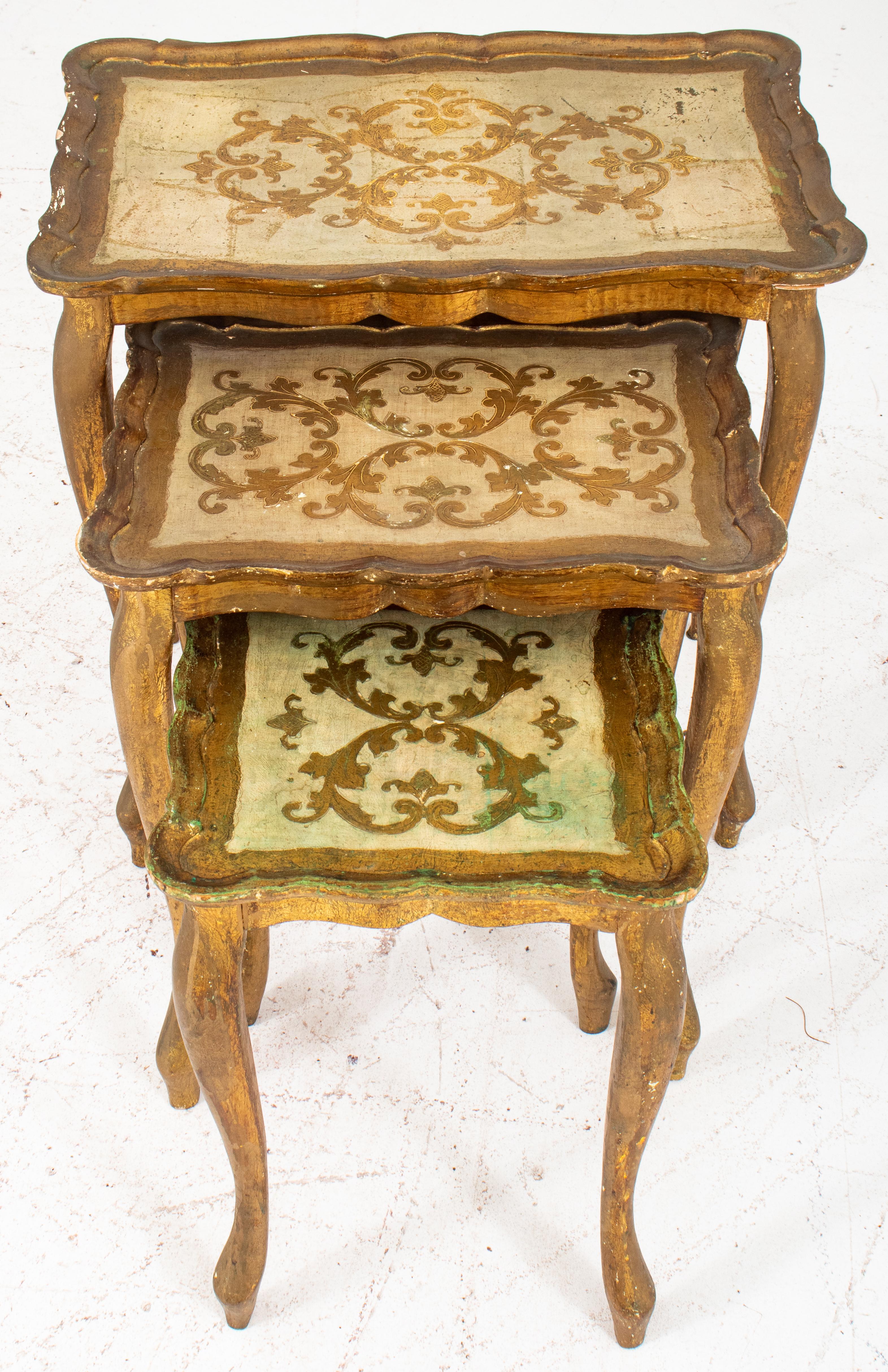 Wood Venetian Rococo Style Nesting Tables, 3 For Sale