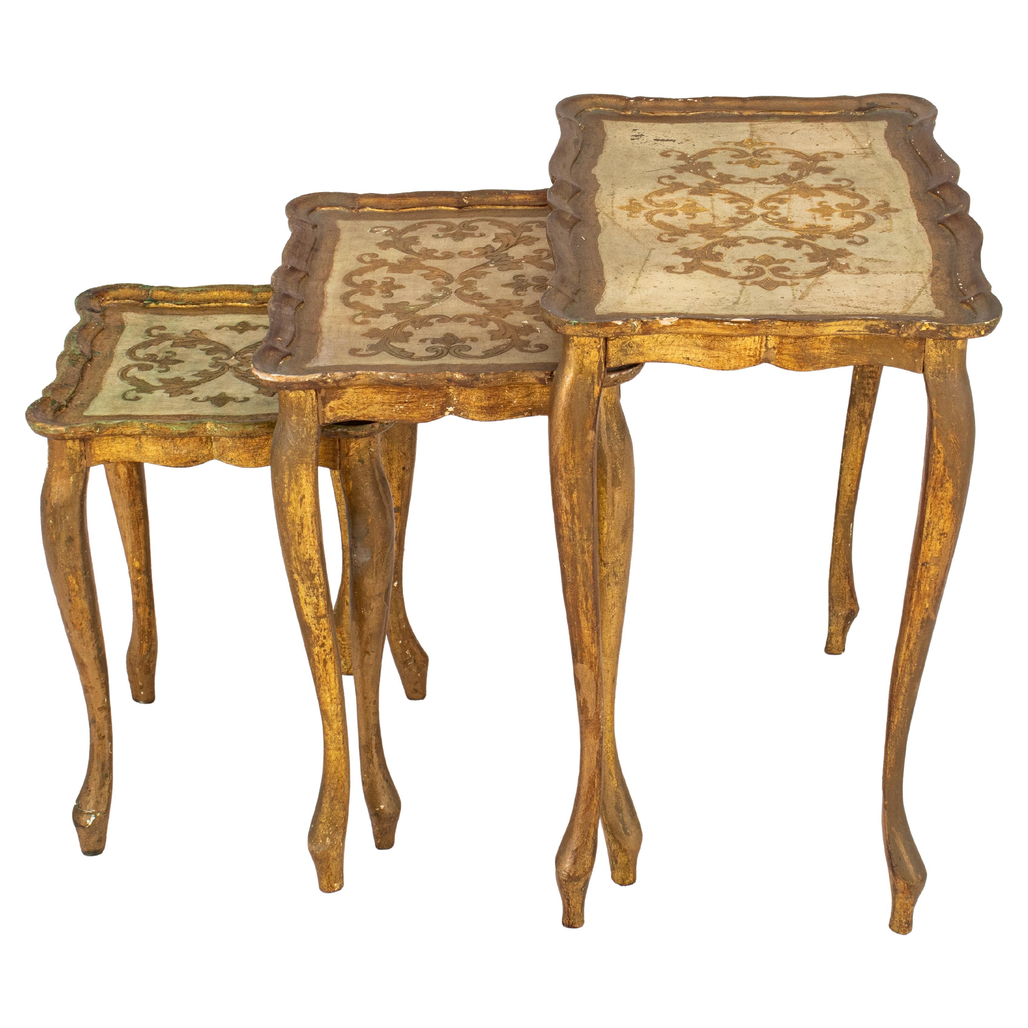 Venetian Rococo Style Nesting Tables, 3 For Sale