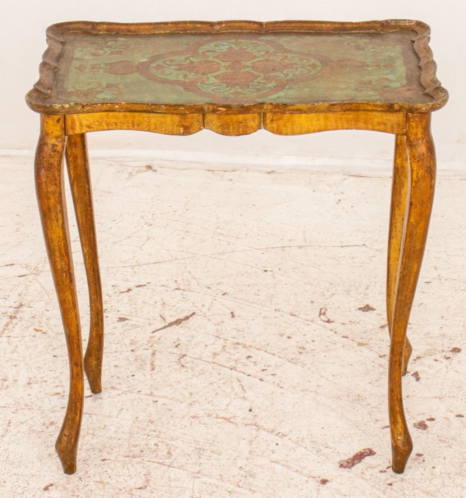 20th Century Venetian Rococo Style Parcel Gilt & Painted Table For Sale