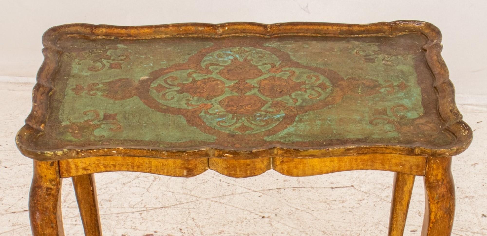 Wood Venetian Rococo Style Parcel Gilt & Painted Table For Sale