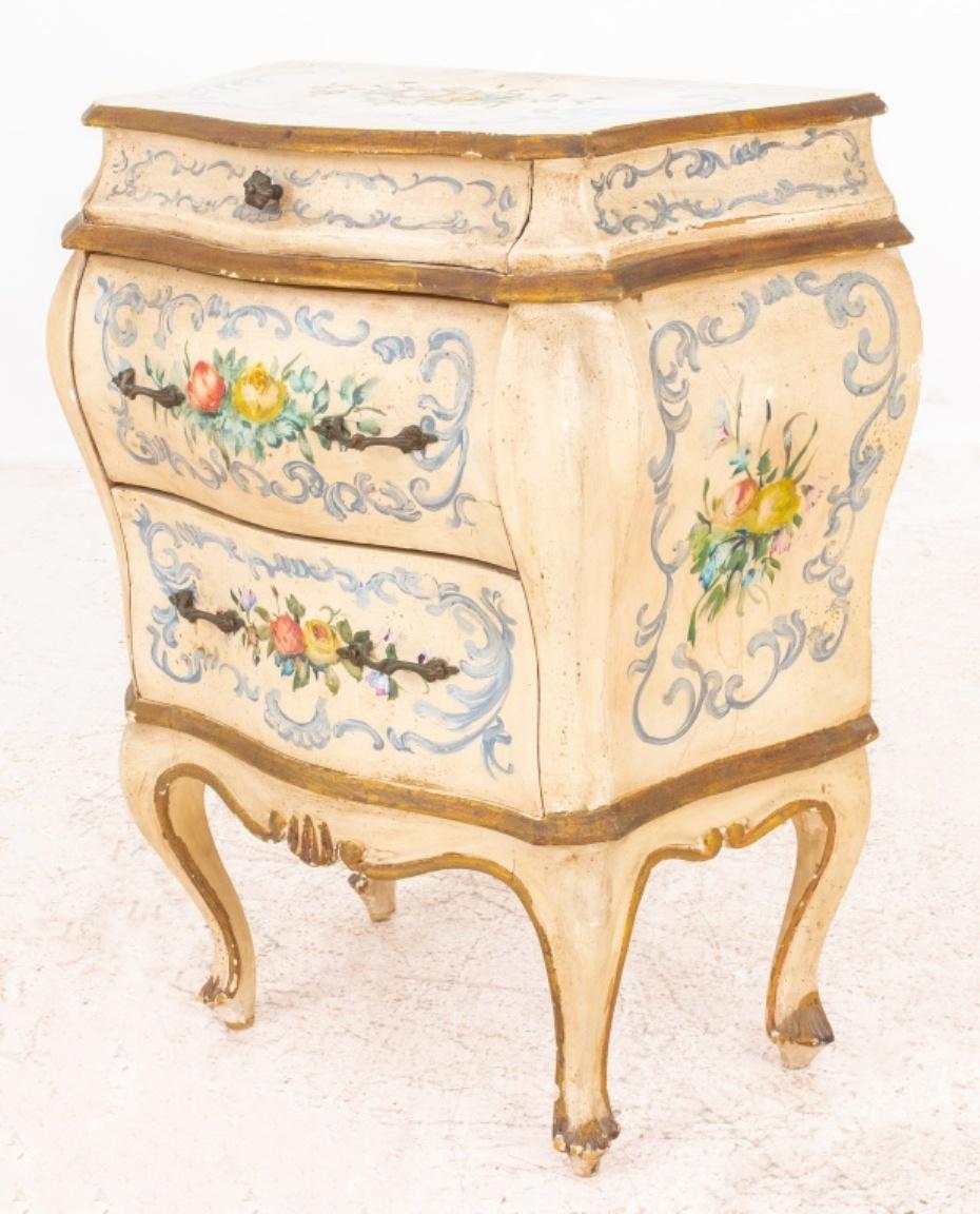 20th Century Venetian Rococo Style Small Painted Commodes, Pair