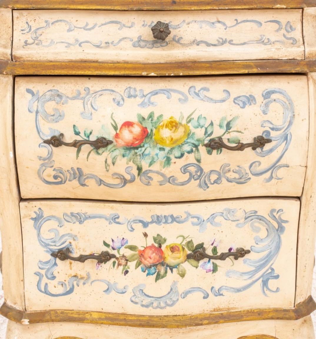 Wood Venetian Rococo Style Small Painted Commodes, Pair