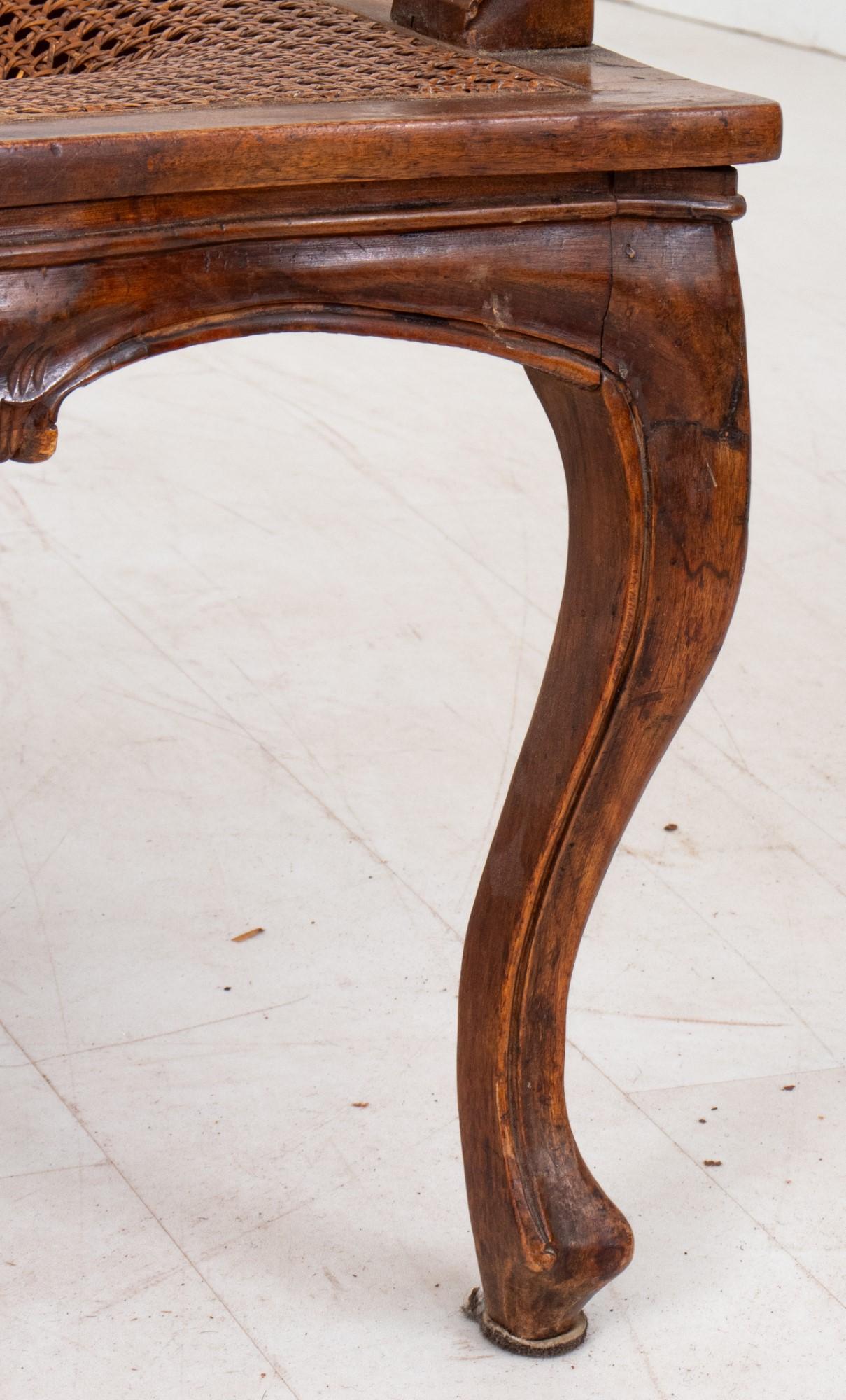 Italian Venetian Rococo Style Walnut Low Armchairs, Pair For Sale