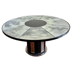 Venetian Round Glass Table with Representative Steel Base