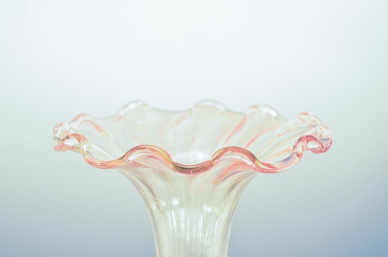 This amazing hand blown Venetian vase made by Salviati, stands 20