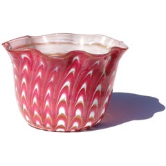 Venetian Salviati Fenicio Pink White Copper Aventurine Italian Art Glass Bowl