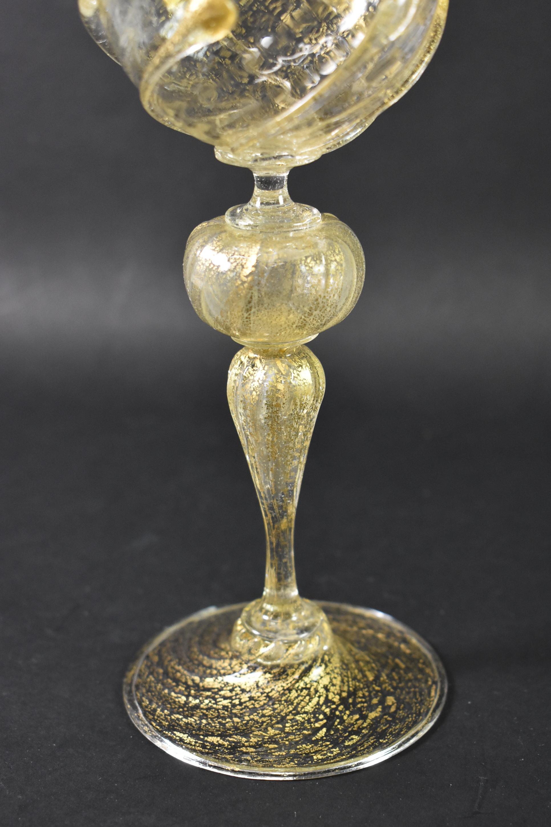 Venetian Salviati Murano Crystal Gold Leaf Fleck Stemware For Sale 4