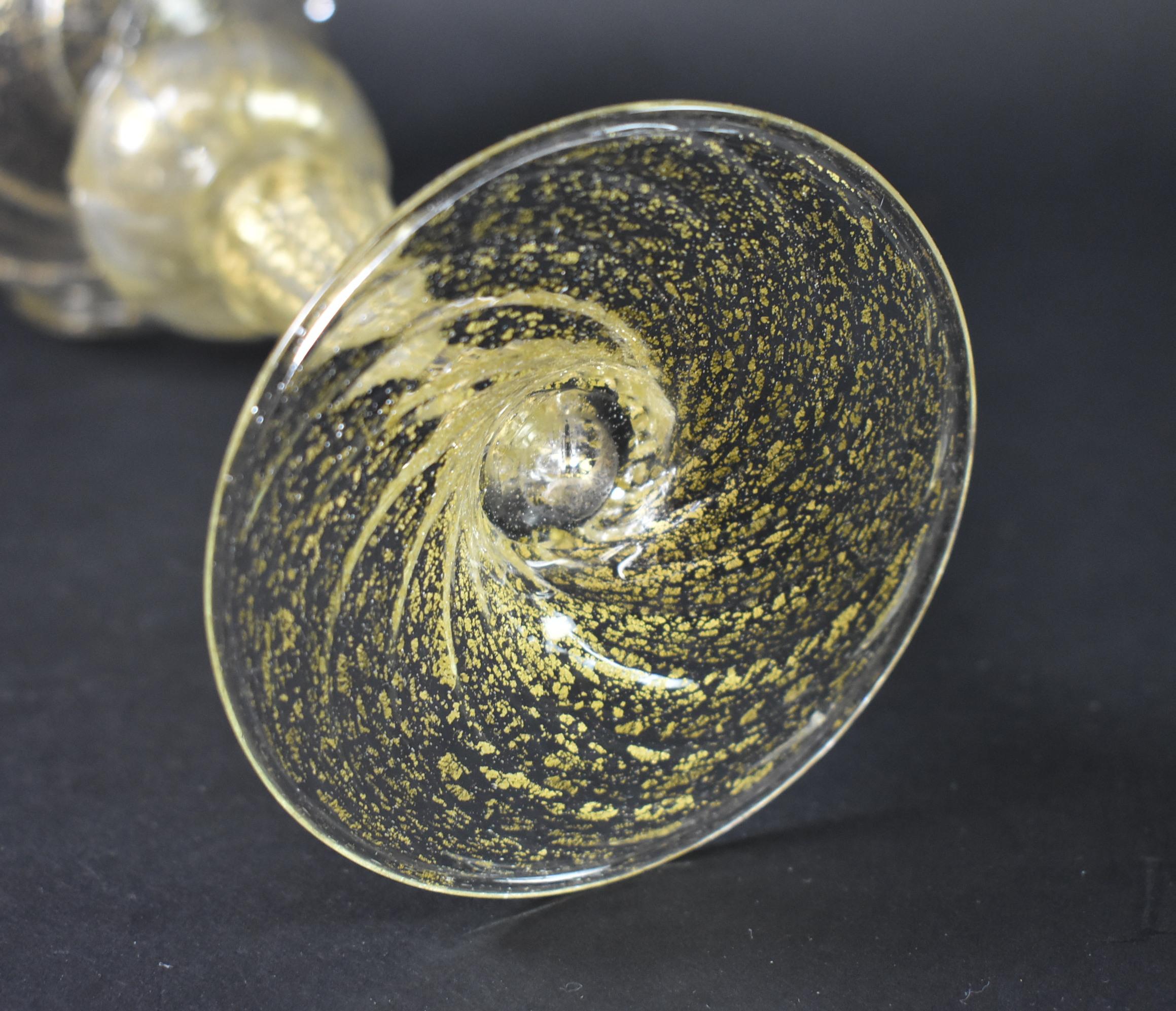 Venetian Salviati Murano Crystal Gold Leaf Fleck Stemware For Sale 5