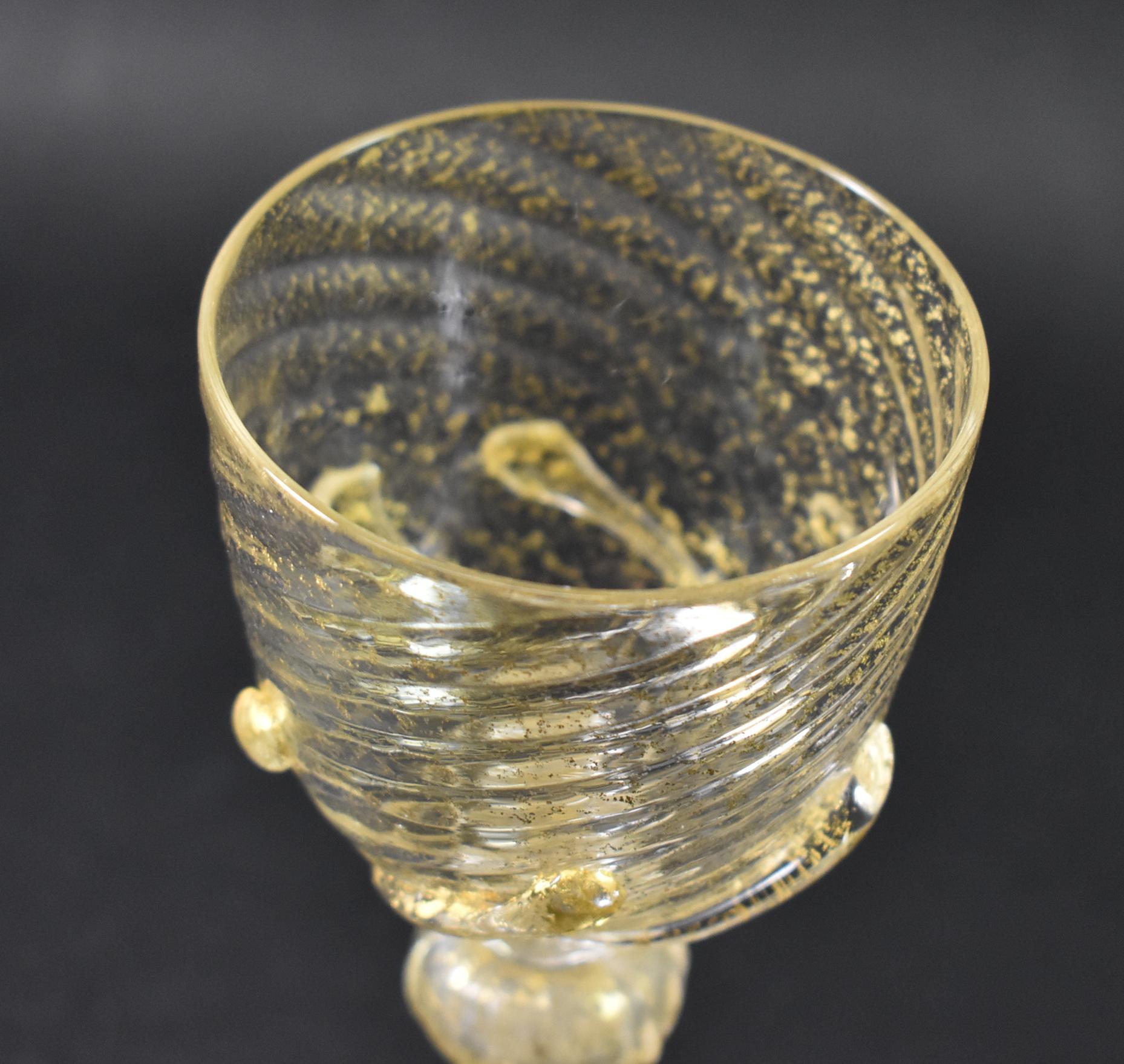 Venetian Salviati Murano Crystal Gold Leaf Fleck Stemware For Sale 9