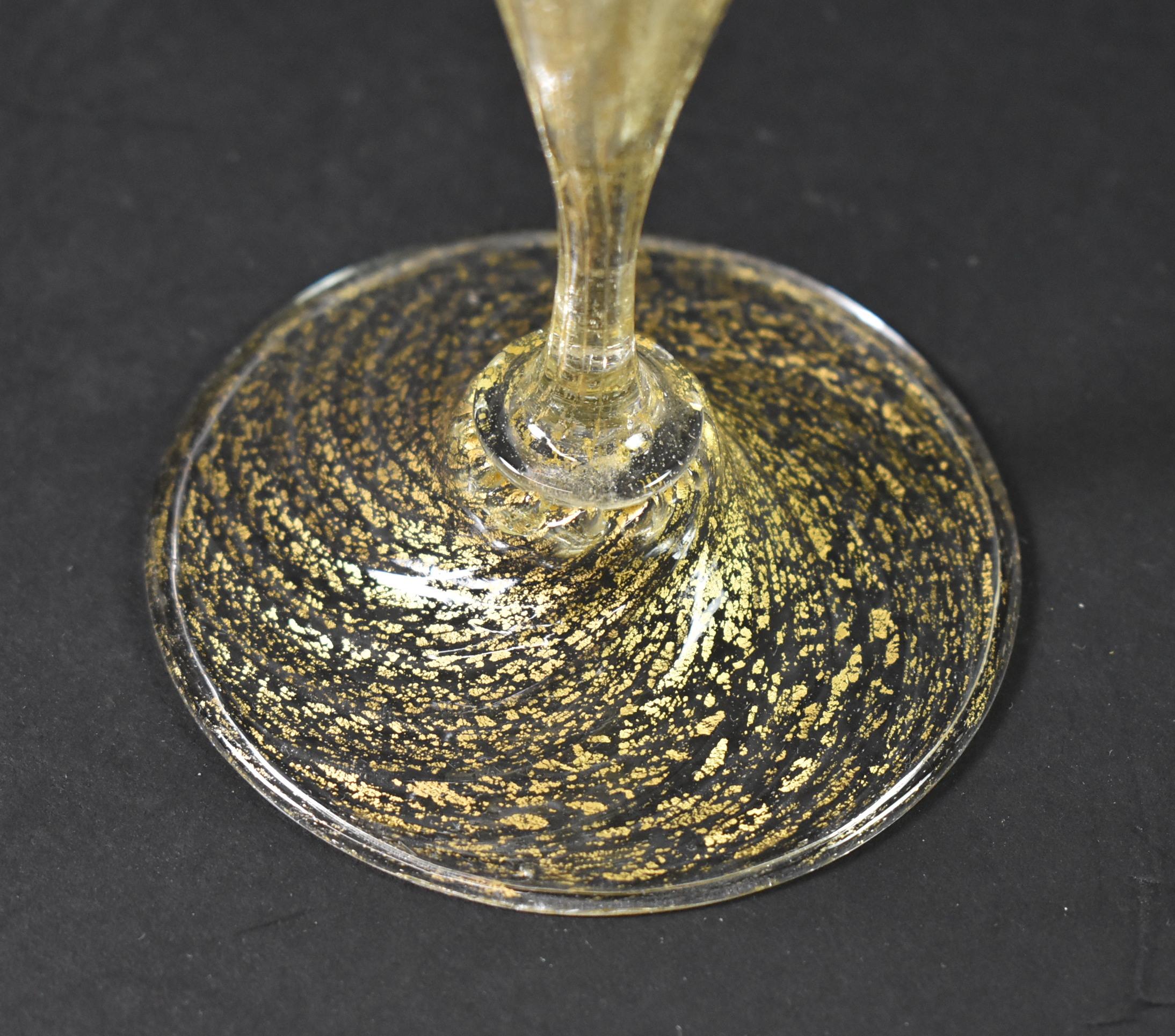Venetian Salviati Murano Crystal Gold Leaf Fleck Stemware For Sale 3