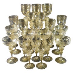 Bicchieri Salviati in cristallo di Murano con foglia d'oro