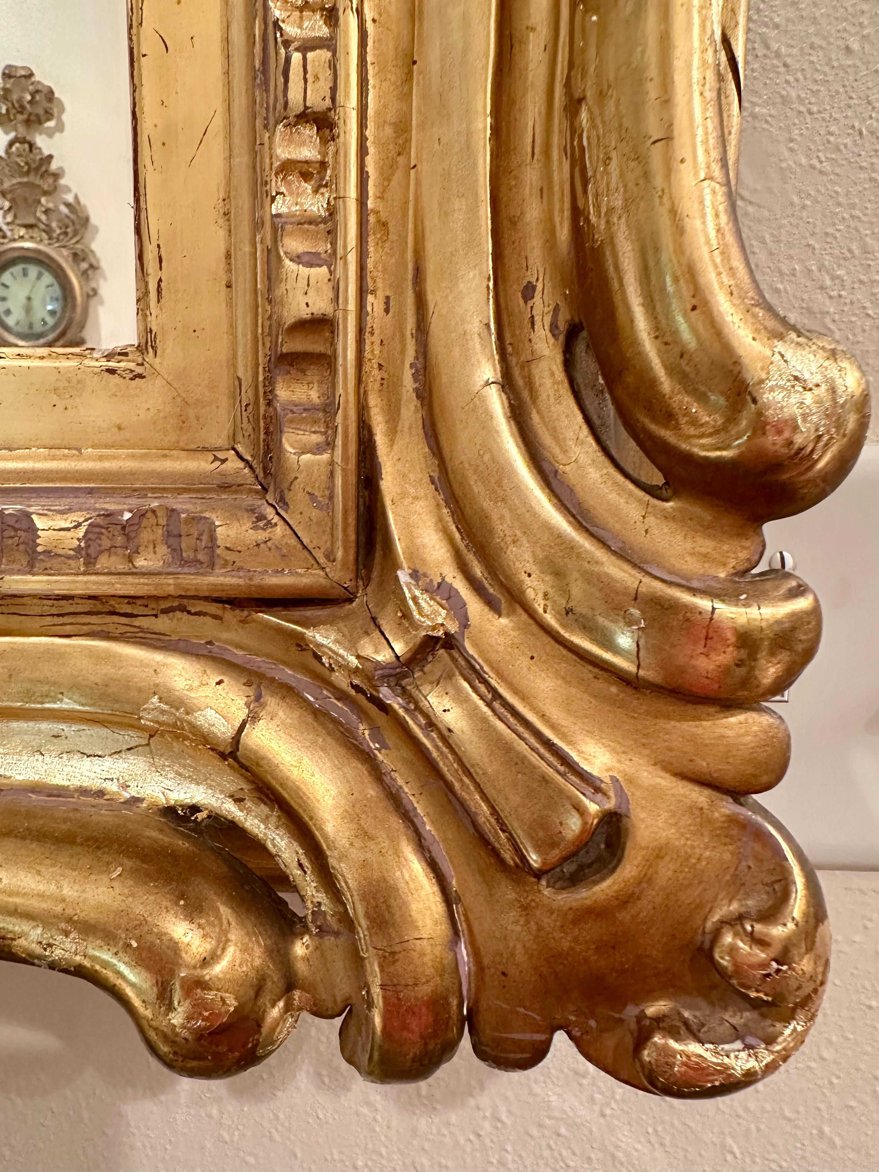 Venezianischer Sansovino Palastspiegel im frühbarocken Stil, geschnitzt und vergoldet im Angebot 3