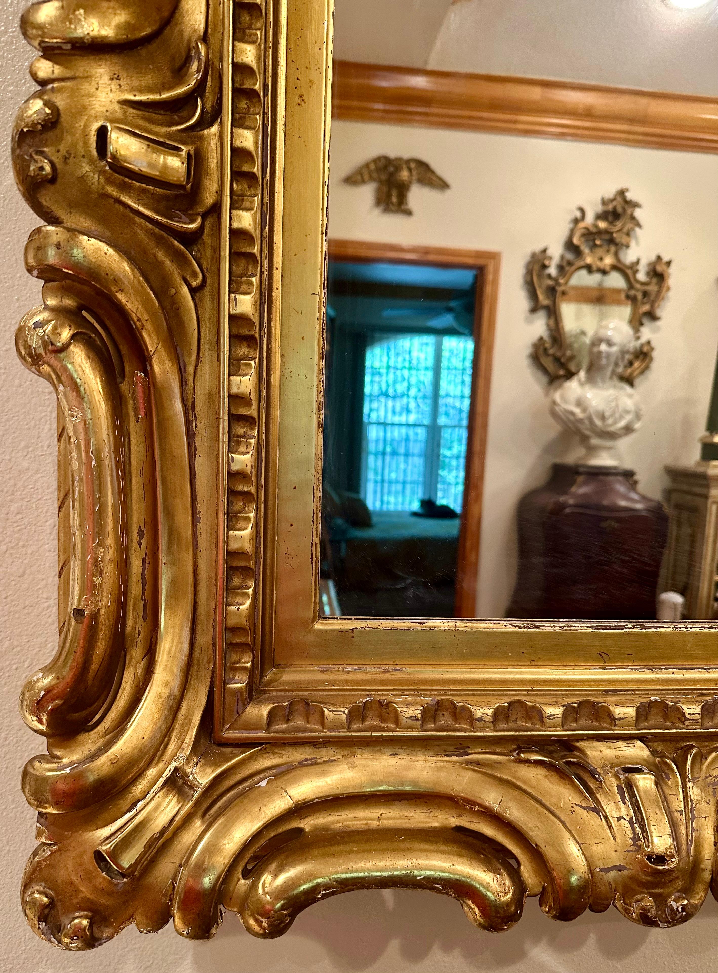 Venezianischer Sansovino Palastspiegel im frühbarocken Stil, geschnitzt und vergoldet im Angebot 6
