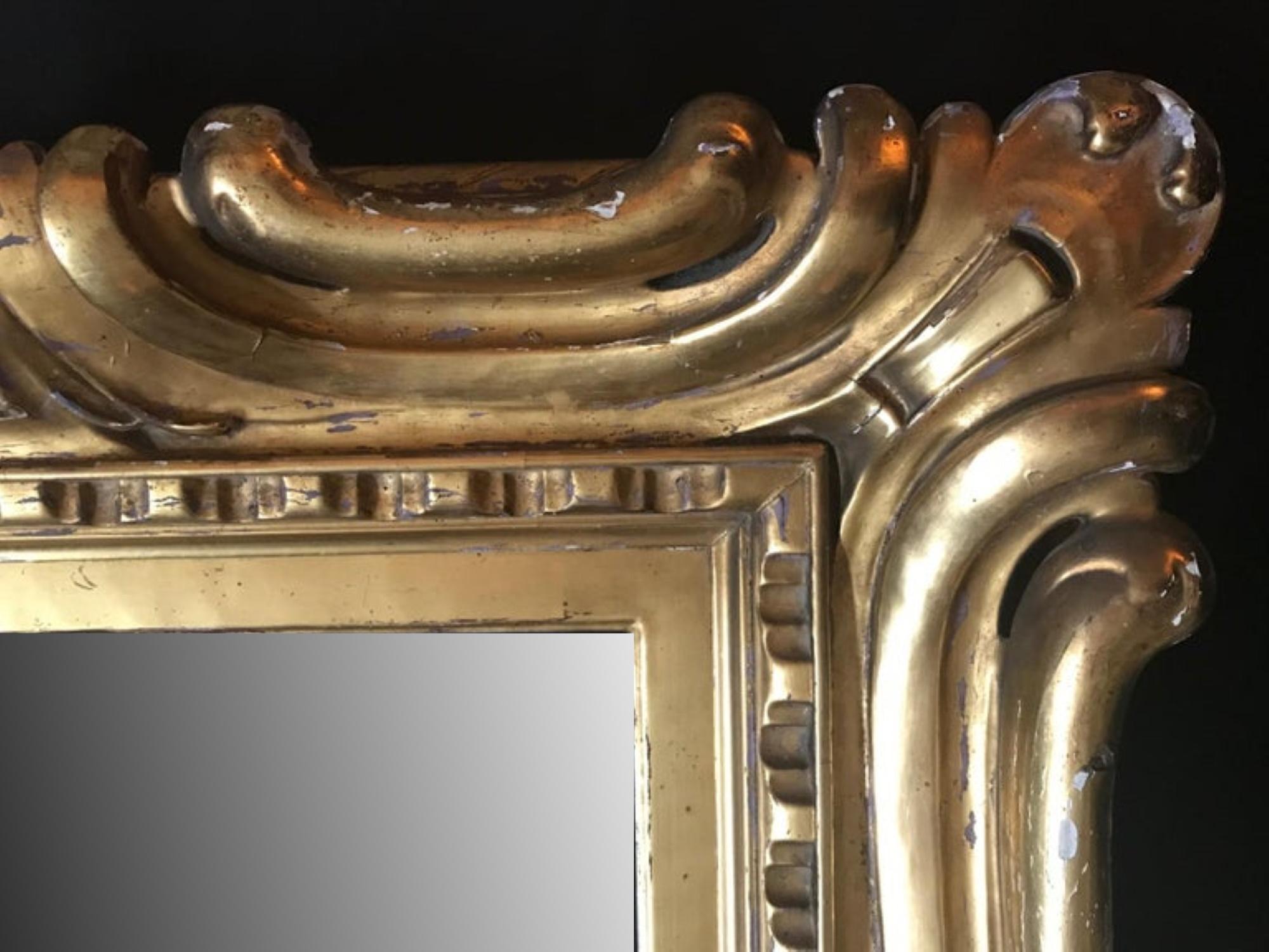 Gilt Venetian Sansovino Palatial Early Baroque Style Carved and Gilded Mirror For Sale