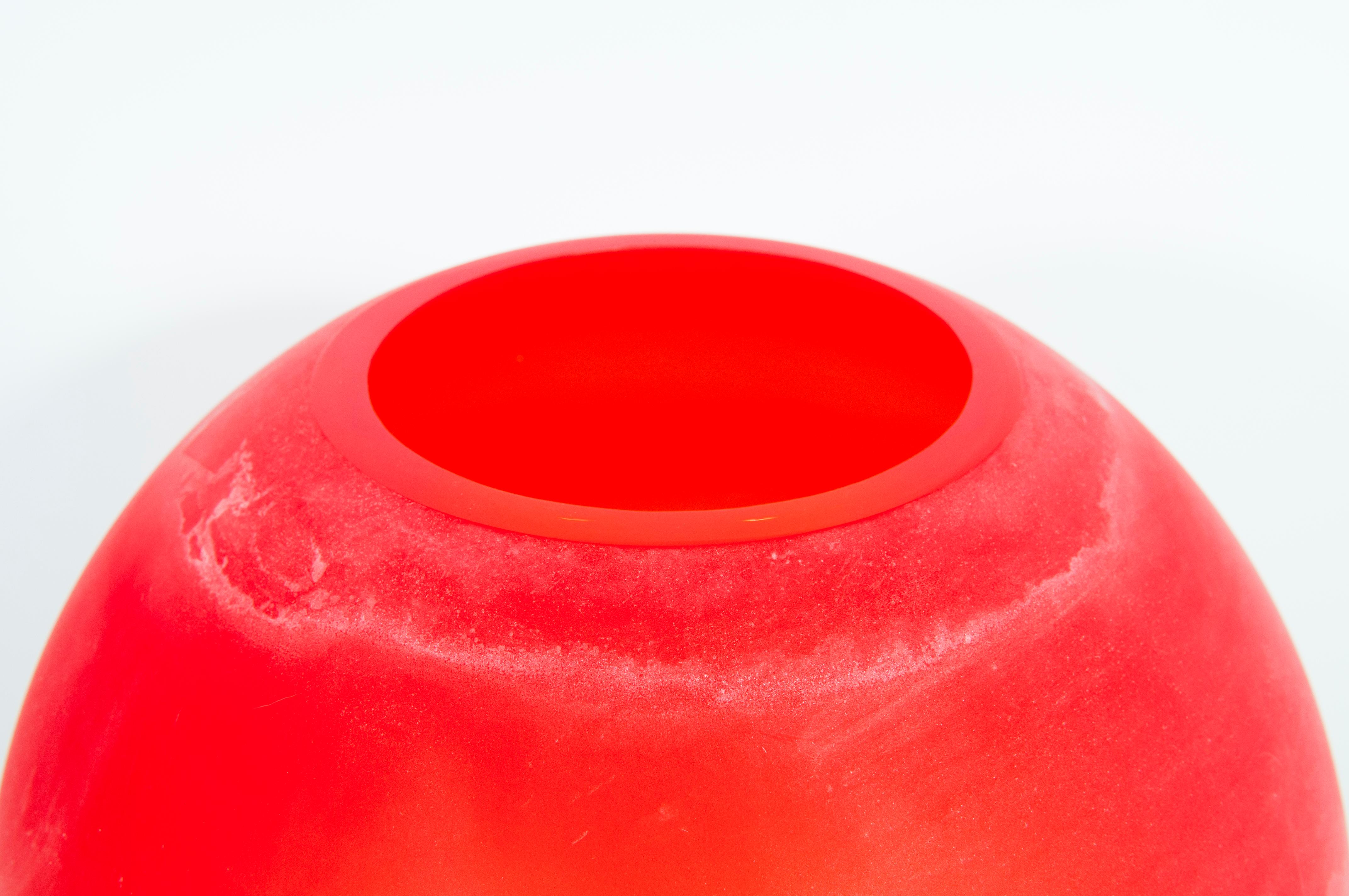 Venezianische Scavo-Vase aus mundgeblasenem Murano-Glas in Orange und Dämmerungsfarben, Italien, 1980er Jahre im Zustand „Hervorragend“ im Angebot in Villaverla, IT