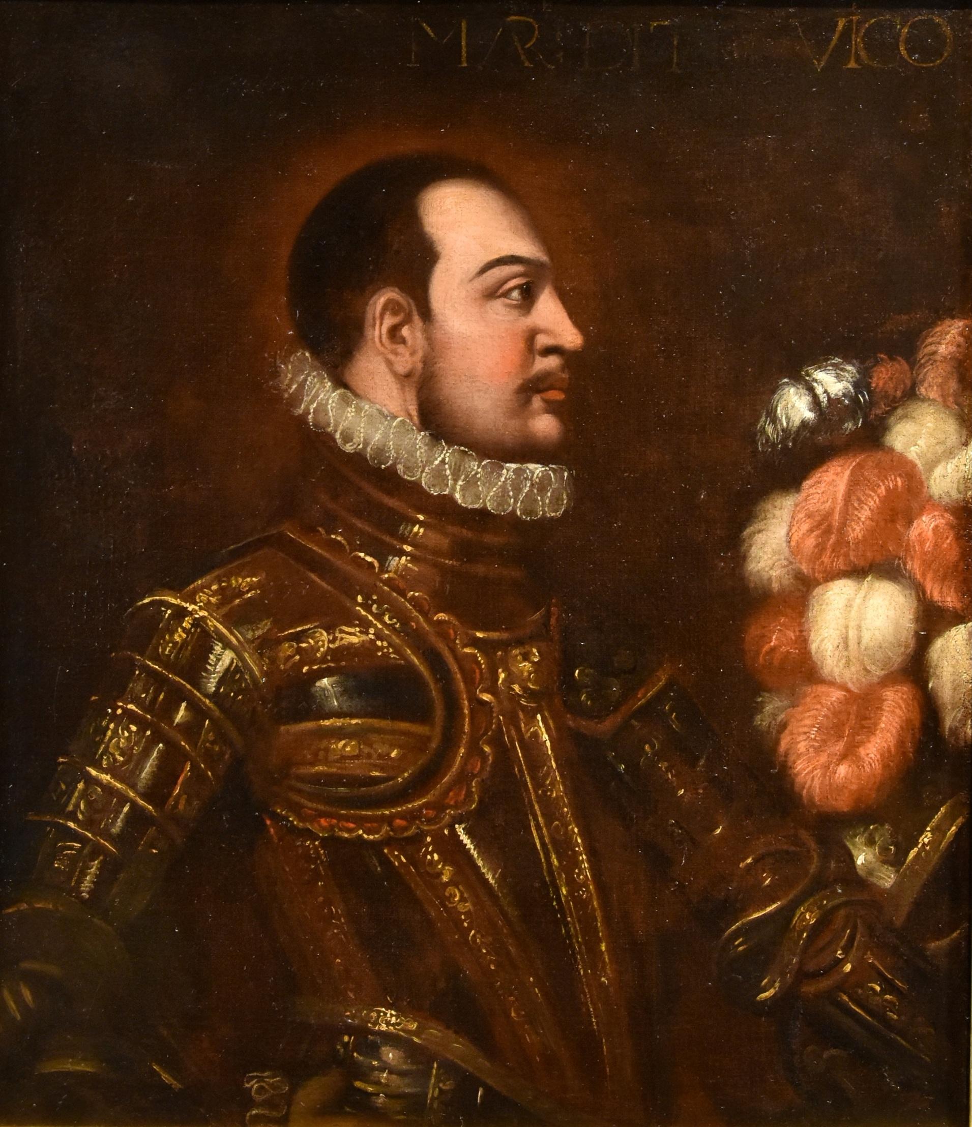 Portrait Chevalier Venetian School 17th Century Paint Oil on canvas Old master - Maîtres anciens Painting par Venetian School, Early 17th Century