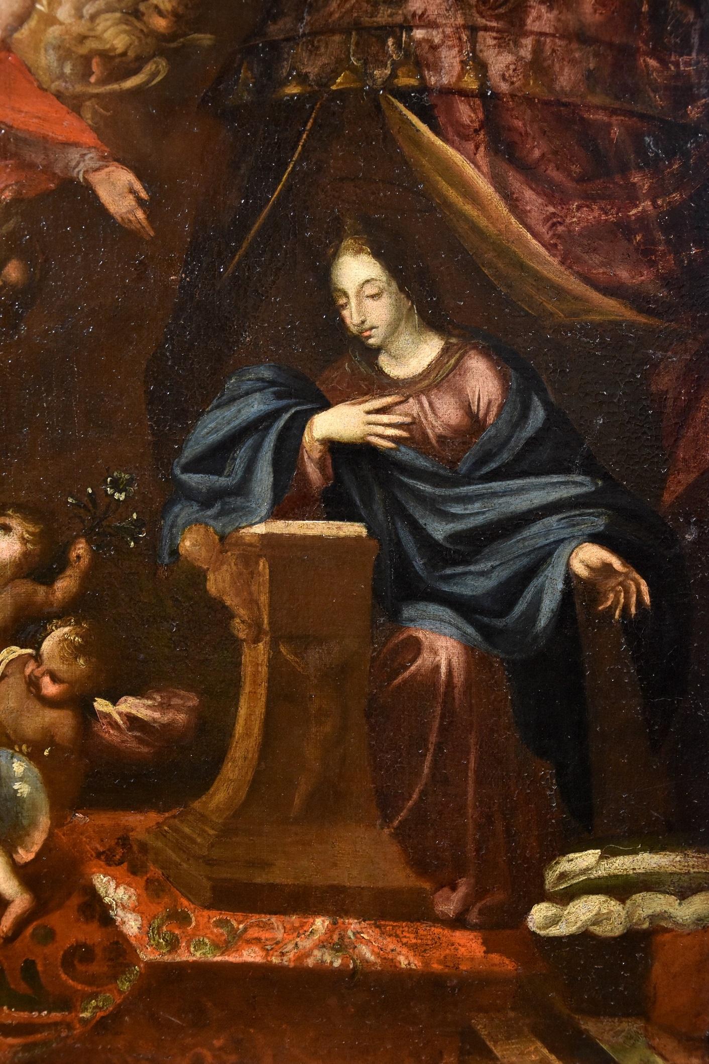 Annunciation Venetian 17th Century Paint Oil on canvas Old master Religious Art 1