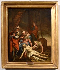 Antique Lamentation Paint Oil on canvas Old master 17/18th Century Italian Jesus Christ