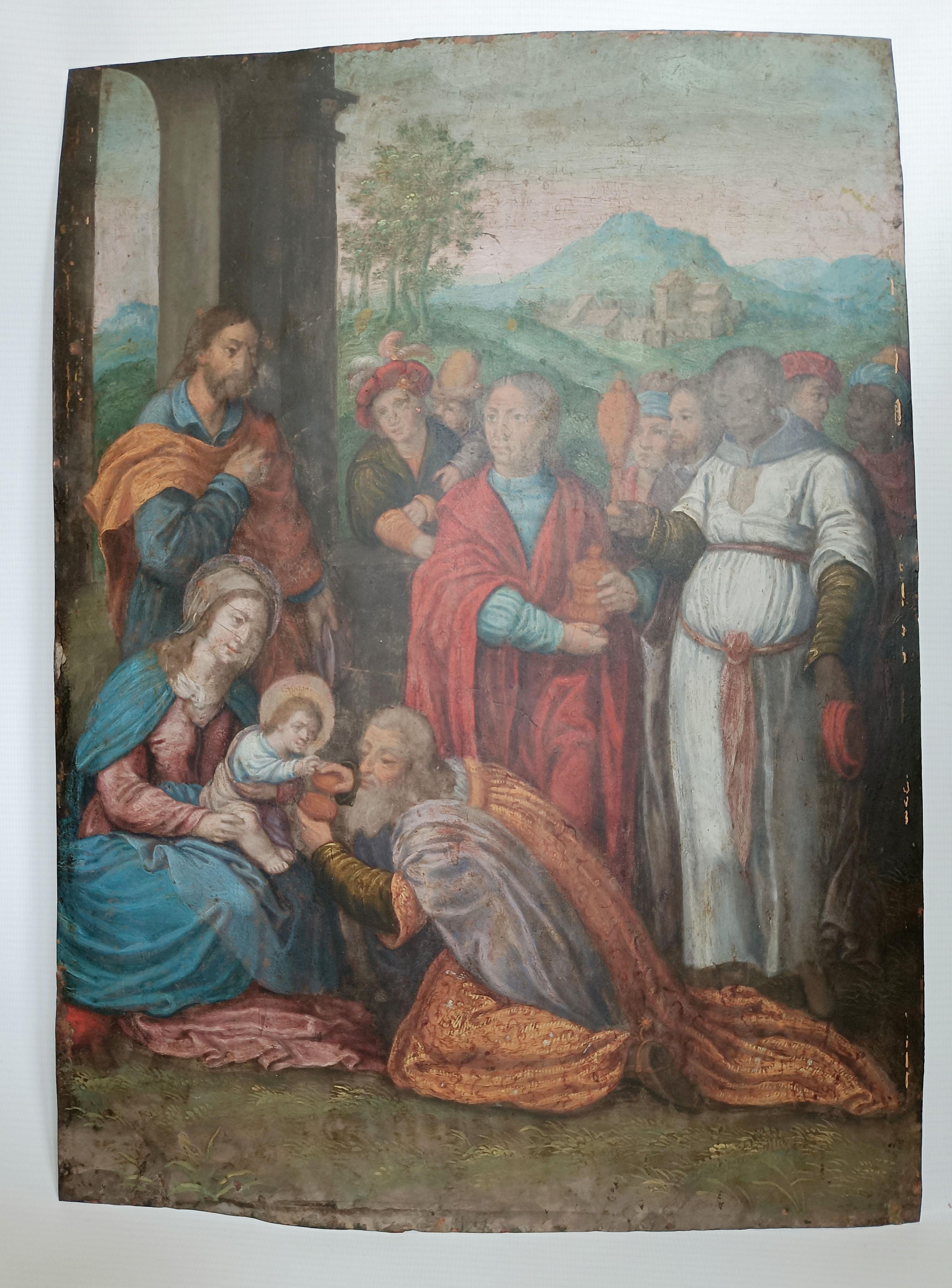Escuela veneciana Pintura Escena bíblica óleo sobre cobre anónimo S. XVI
Sin signo
Fino cuadro antiguo de calidad de maestro de la Venetian School de una escena bíblica pintado sobre cobre
Placa de cobre al aceite, 40  por 30cms. sin enmarcar  