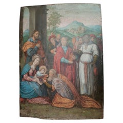 Venetian school Painting Biblical scene oil on copper anonymous C 16th century