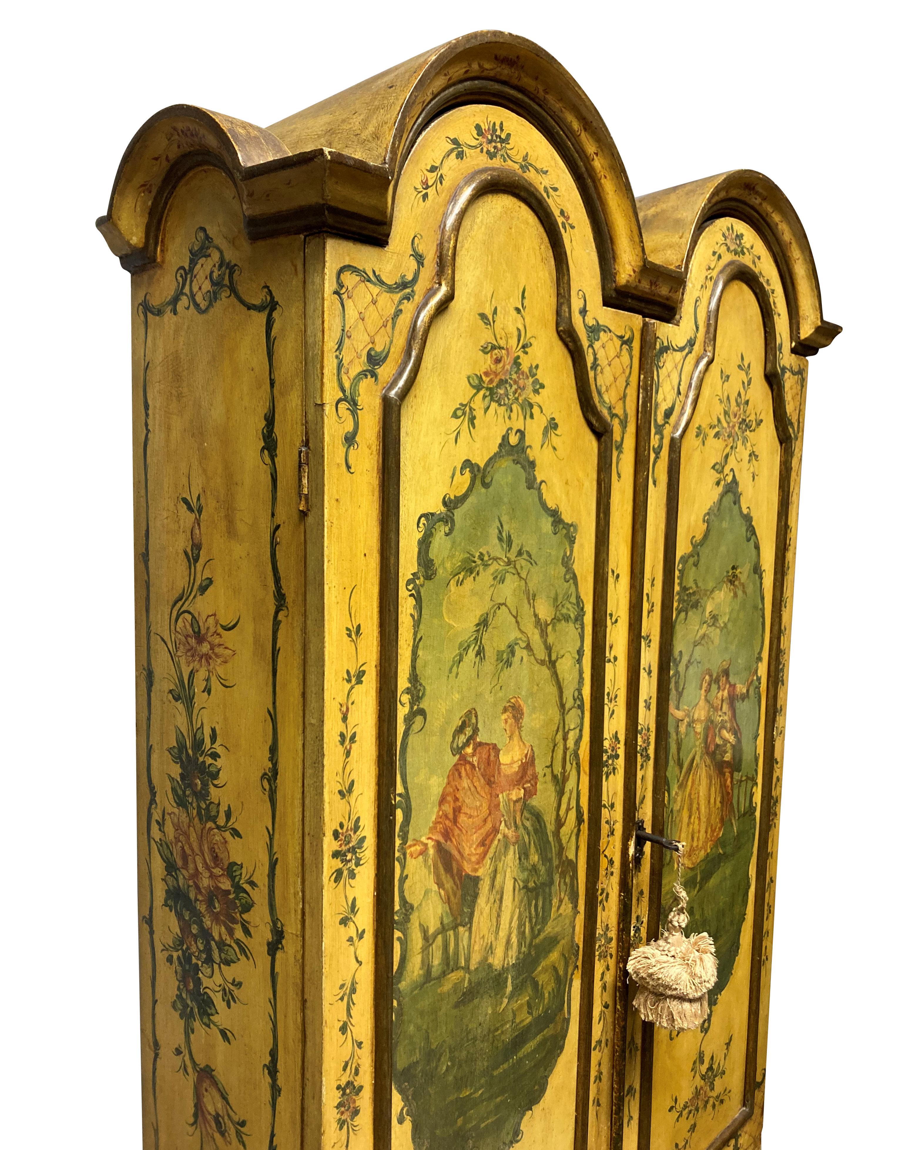 Brass Venetian Secretaire Cabinet in Hand Painted Yellow Lacquer For Sale