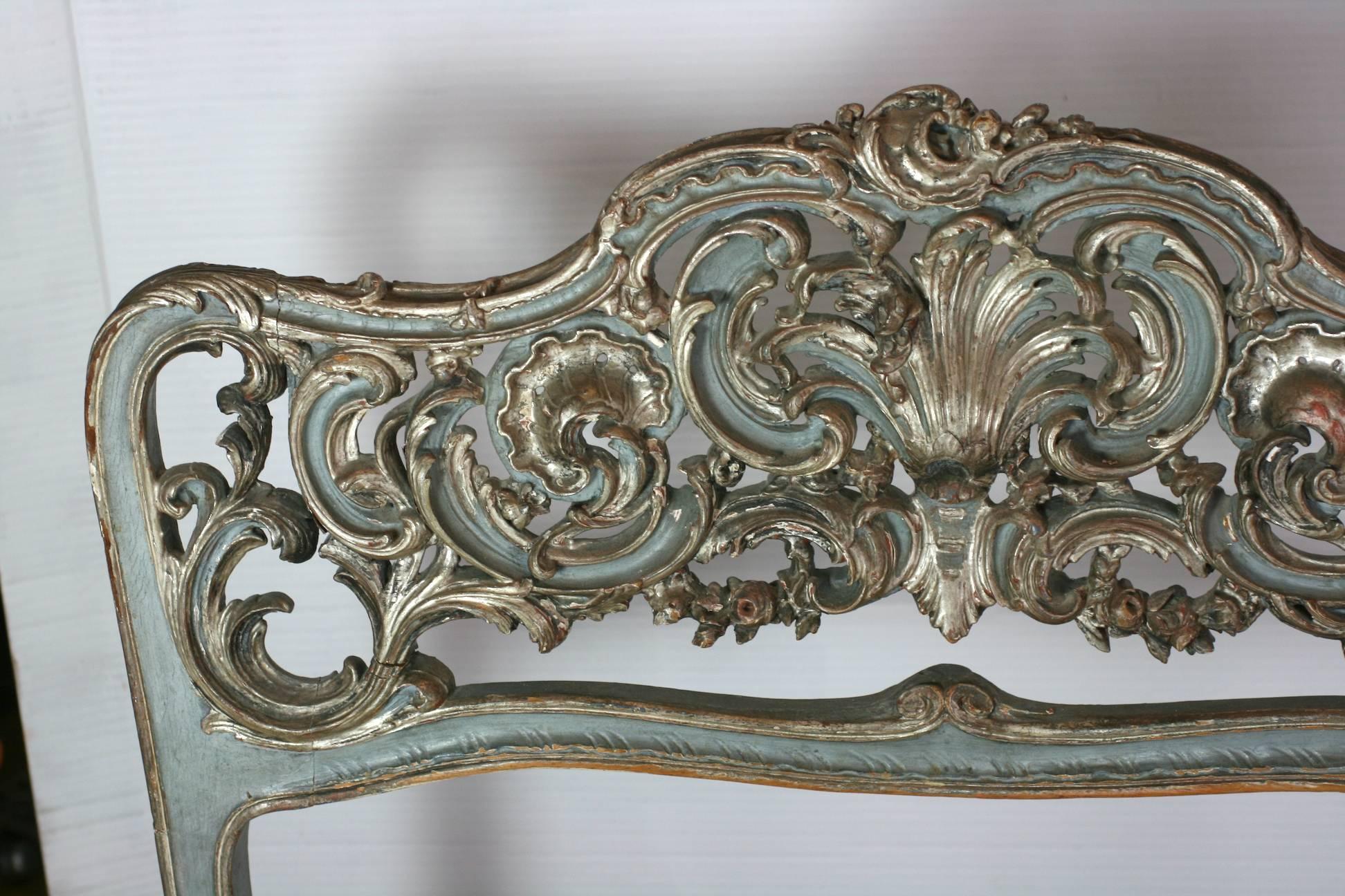 XIXe siècle Lit de jour en argent doré vénitien en vente