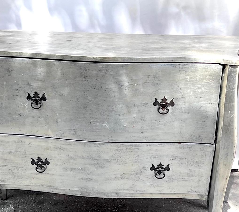 Italian Venetian Silver Leaf Chest of Drawers For Sale