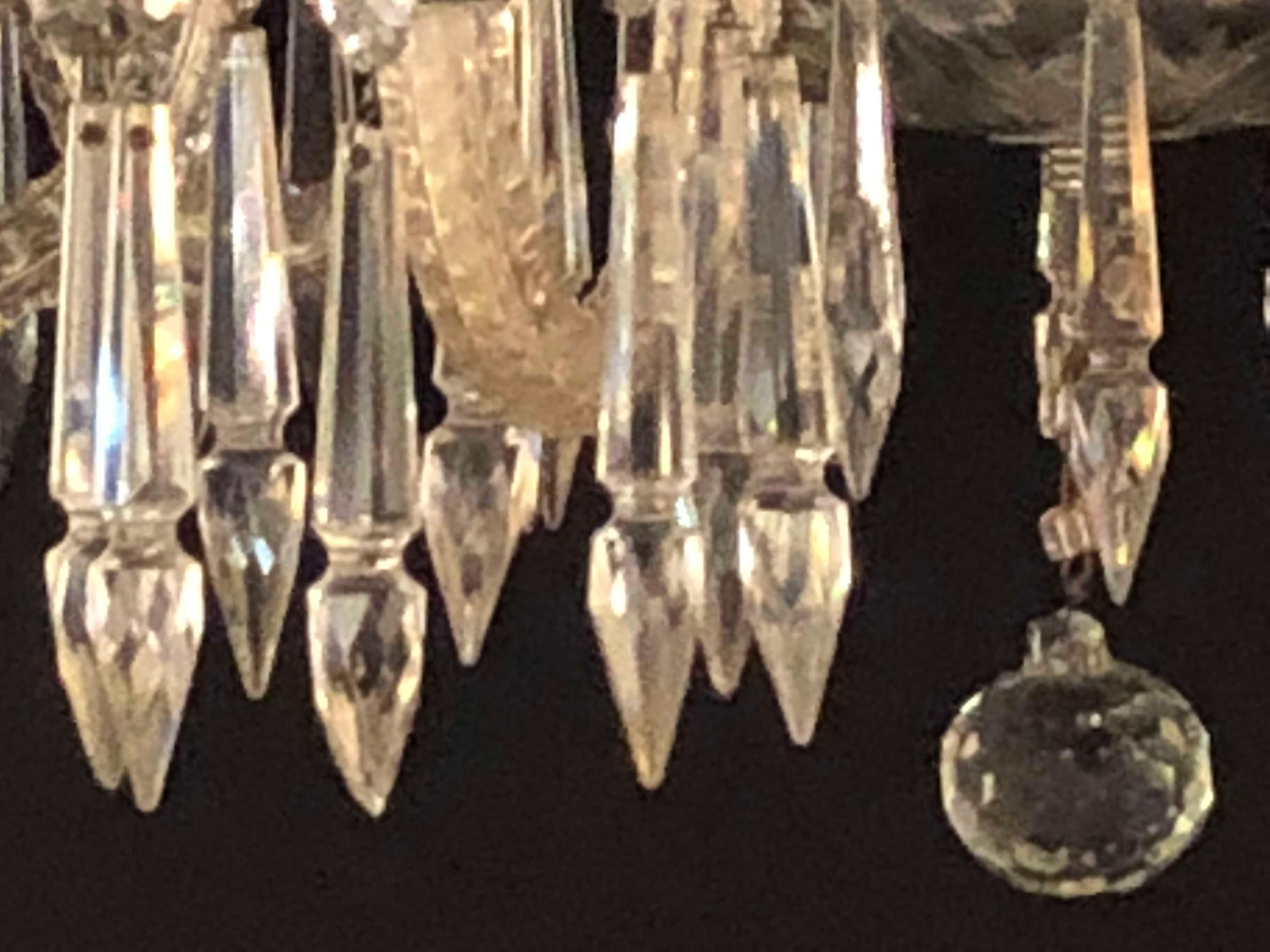 Venetian Six-Light Cut Crystal Chandelier, circa 1920 4