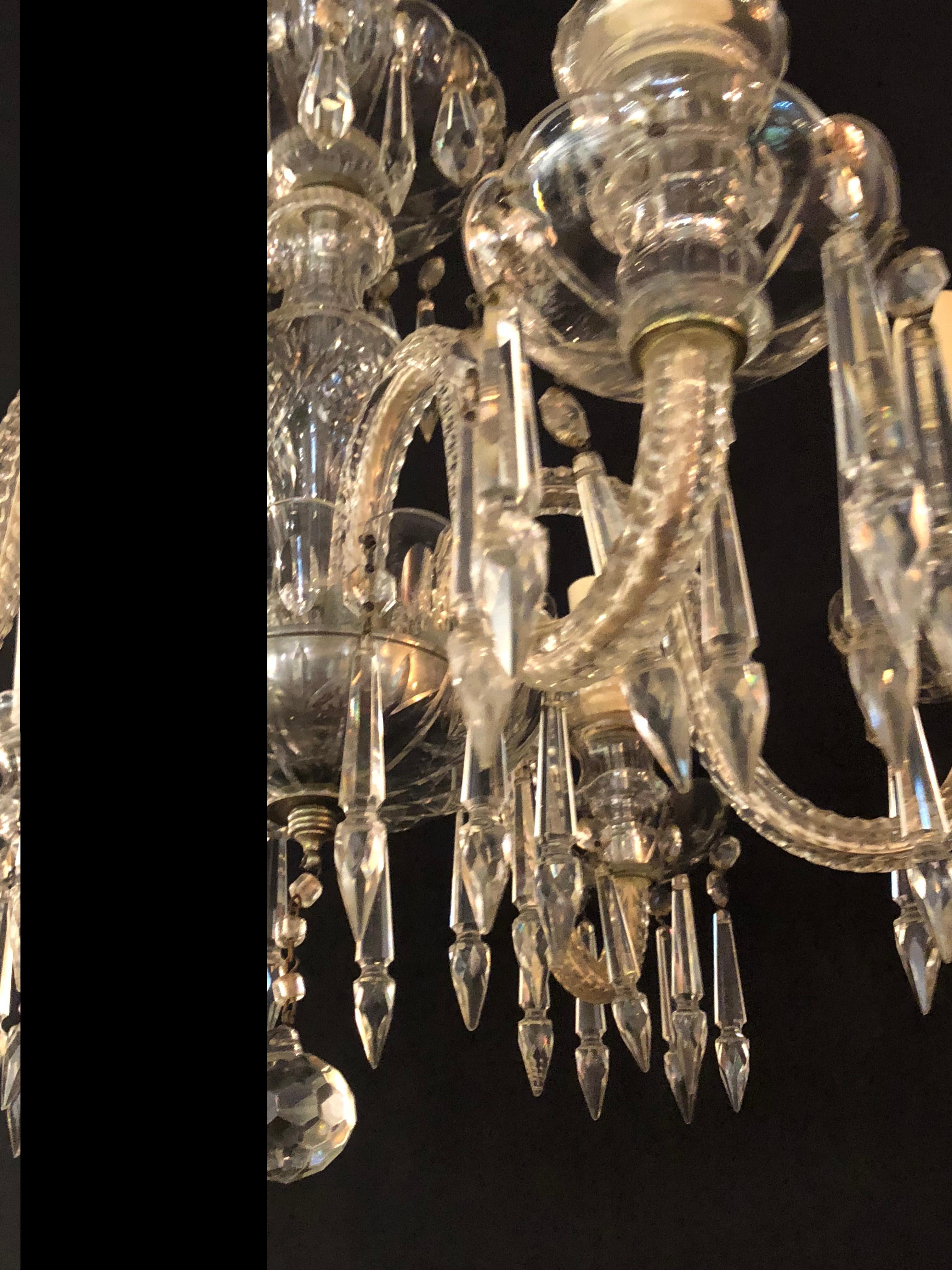 Venetian Six-Light Cut Crystal Chandelier, circa 1920 6