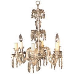 Venetian Six-Light Cut Crystal Chandelier, circa 1920