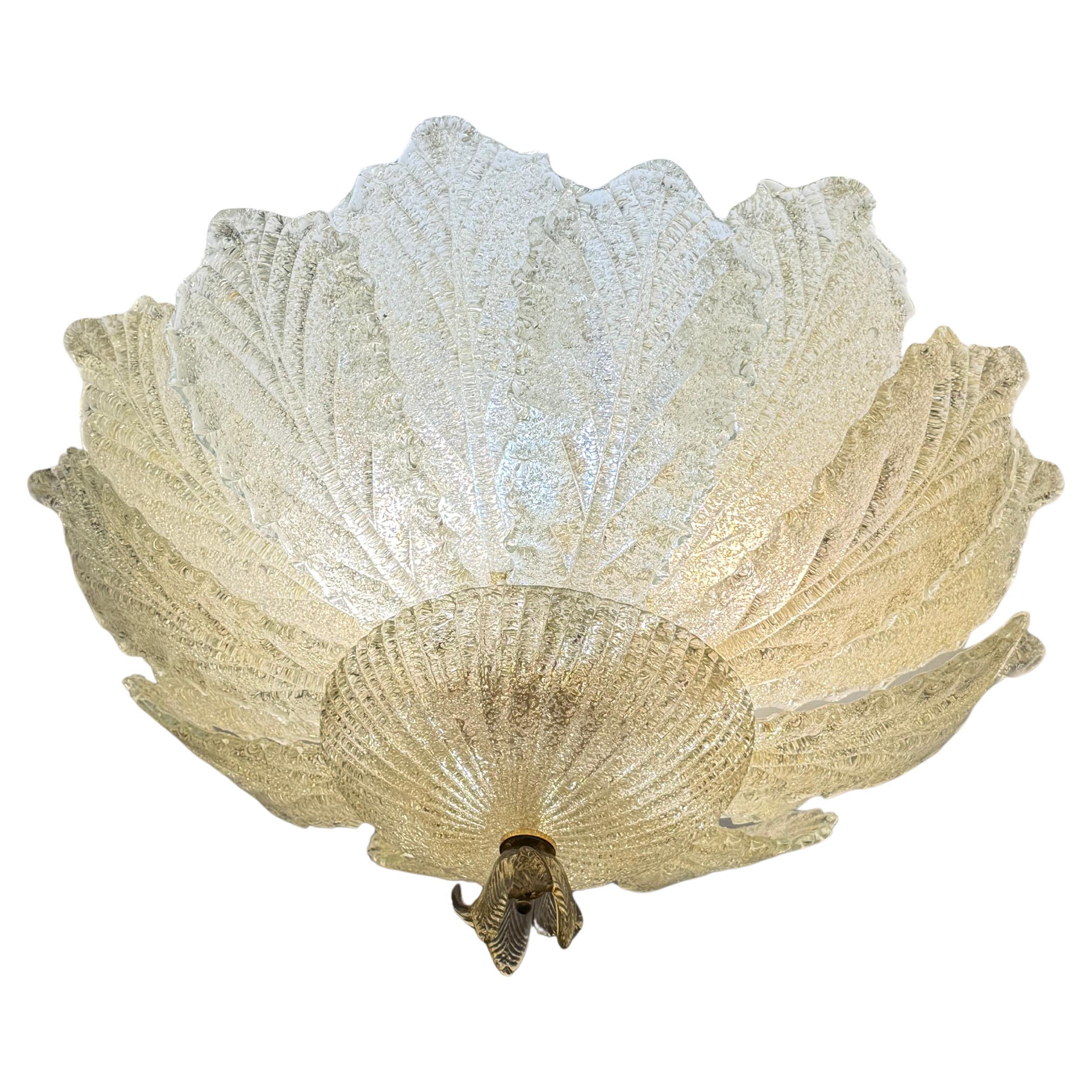 Lampada da soffitto a sei luci in vetro di Murano attribuita a Barovier&Toso anni '80
