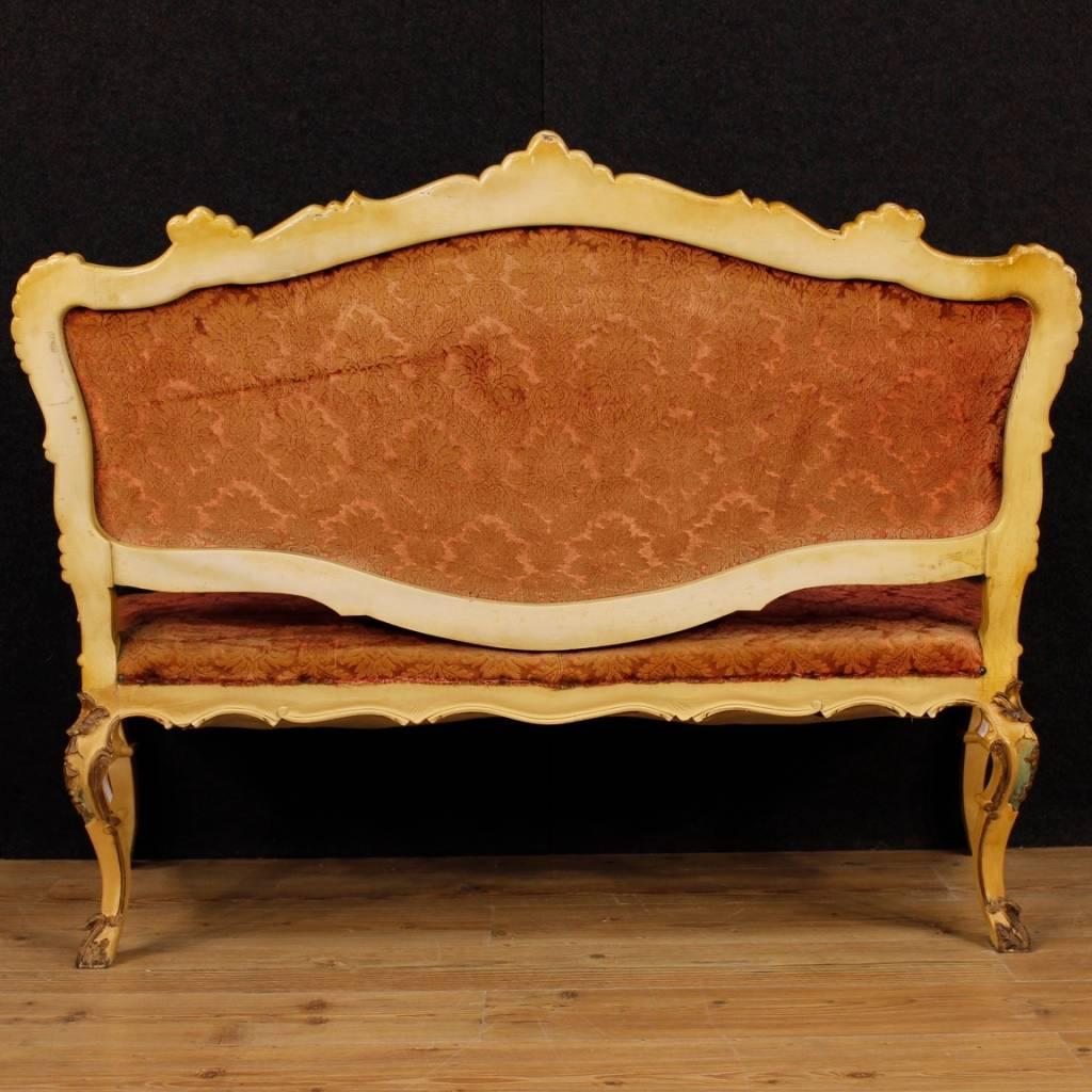 Mid-20th Century Venetian Sofa in Lacquered, Carved and Gilded Wood from 20th Century